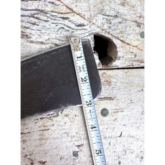 Vintage Carbon Steel Meat Cleaver Butcher Knife Wood Handle Brass Rivets 12 Inch - Picture 6 of 6